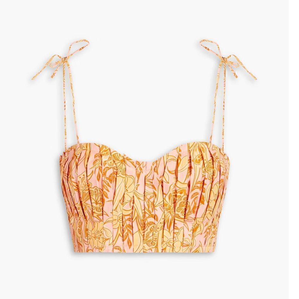 AGUA BY AGUA BENDITA Moringa pleated floral-print cotton bra top NWT XL - Picture 2 of 9